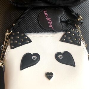 Betsey Johnson Black and Cream Panda Crossbody Bag